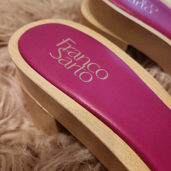 Franco Sarto Woven Pink Capri Clog Slide Wooden Platform Wedge Sandal Slip On 10 - Picture 2 of 15